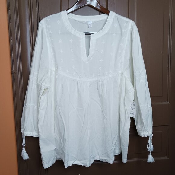 Time and Tru White Cotton Women's Top/ Blouse size 20 (XXL) - Picture 1 of 10